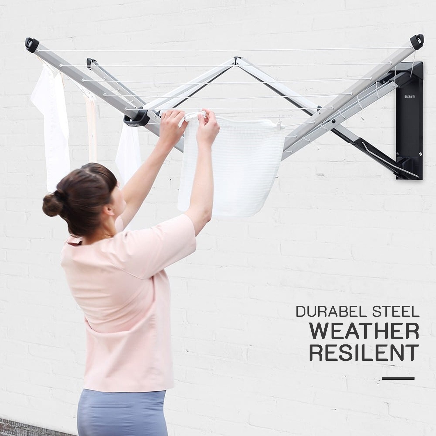 5Arm Wall Mounted Rotary Airer Folding Concertina Clothes Dryer 26m