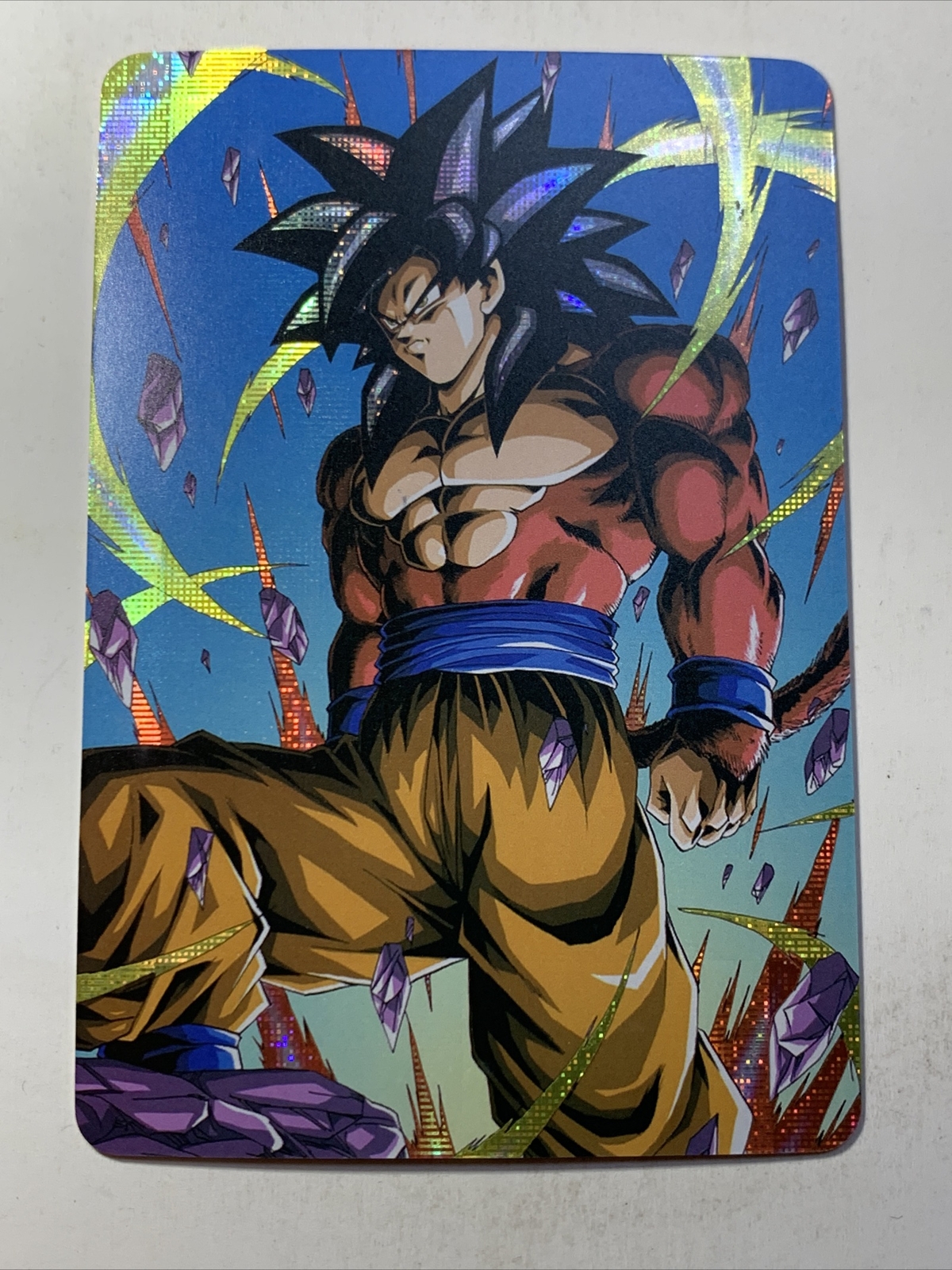 SS4 Goku Dragon Ball Z ACG DBZ Diosa Tarjeta de Anime Holo Lámina CCG Arte Raro Lo último Casi Nuevo