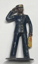 VINTAGE LIONEL BARCLAY LEAD METAL FIGURE 613 BLACK TRAIN PORTER WITH WHISK BROOM