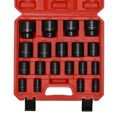 #ad 19 PCS 1 2quot; Drive Standard Impact Socket Set SAE Shallow 3 8quot; to 1 1 2quot; Cr Mo $59.99