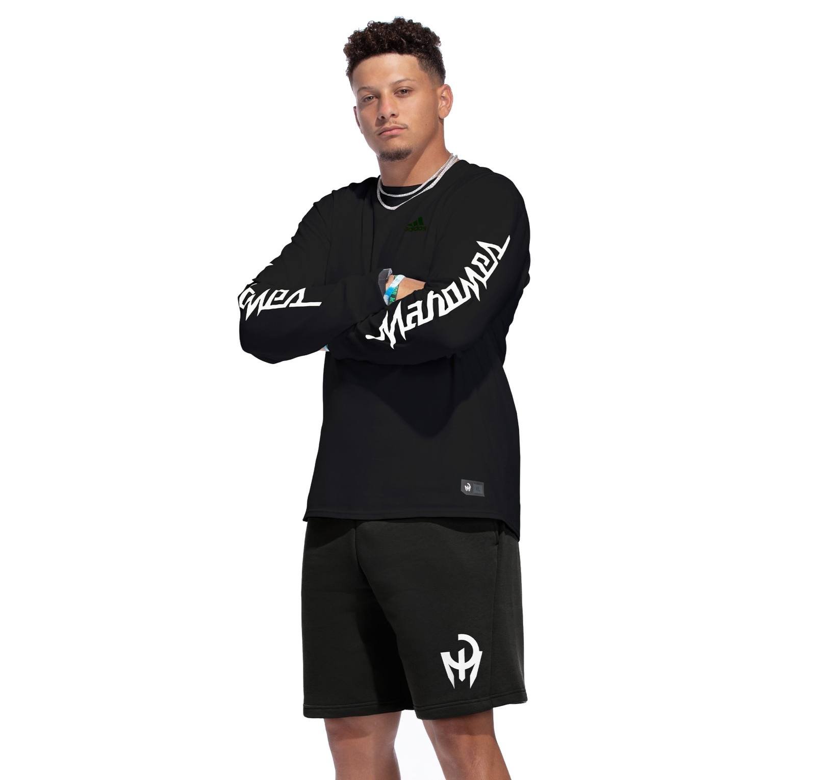 Фирменная мужская футболка с длинным рукавом Patrick Mahomes от Adidas, черная