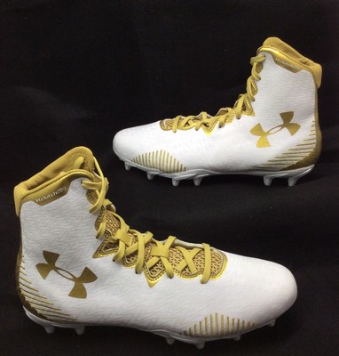 white and gold lacrosse cleats