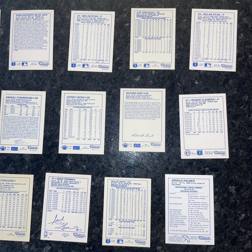 Starting Lineup Baseball, Football, Basketball, Golf Cards, Lot of 20