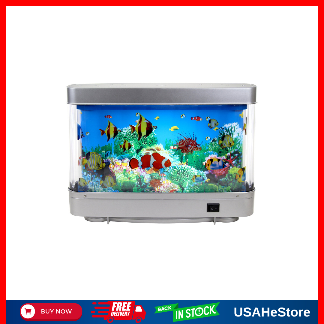 Moving Fish Aquarium Lamp Virtual Ocean Sensory Decor with Marine Life in Motion