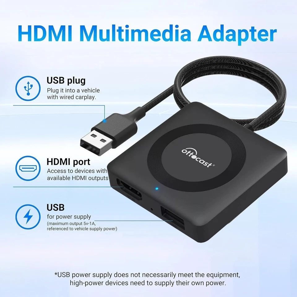 Ottocast Car TV Mate Pro-HDMI Multimedia Wireless CarPlay Android Auto Adapter  - Bild 3 von 4