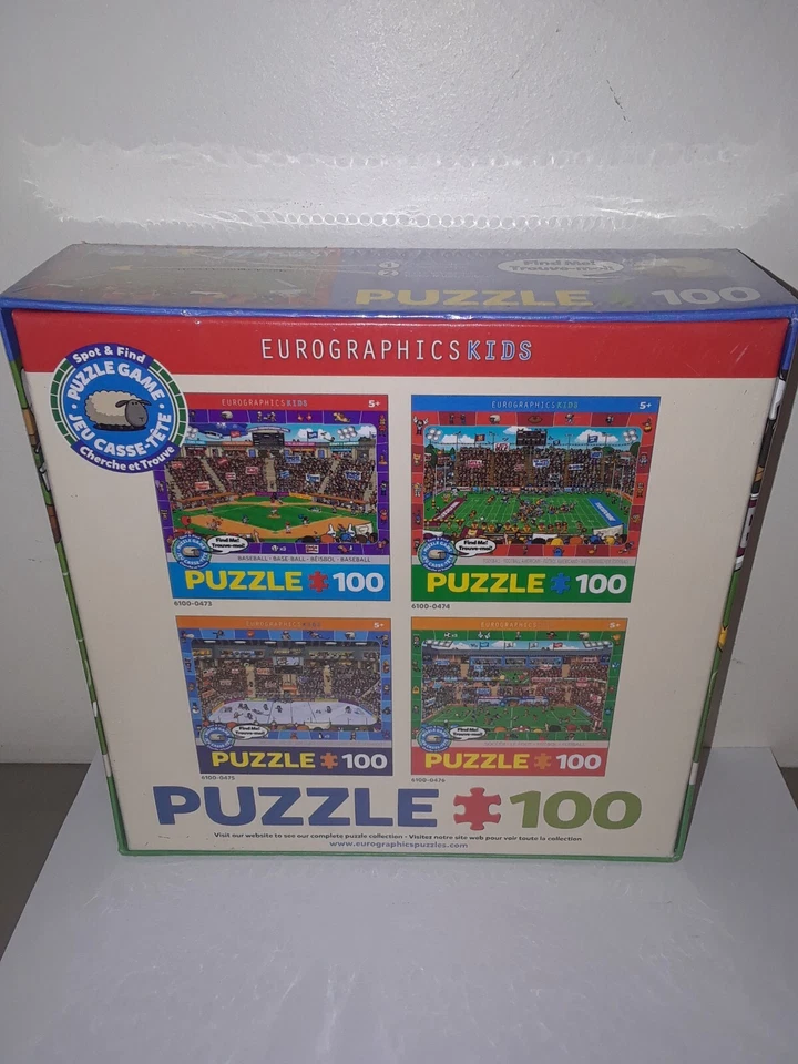 Rompecabezas de fútbol Eurográfico para niños 100 piezas Spot & Find 13"x19" nuevo sellado Foto 2 de 4
