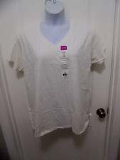 Gildan Womens Solid White Short Sleeves V-Neck T-Shirt Size 2XL NEW