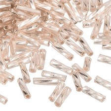 1200Pcs Glass Bugle Beads, 6x1.7mm Loose Bead Champagne