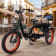 Bicicleta Eléctrica 20" Fat Bike Cesta Trasera Compras Mercado 7 Velocidades