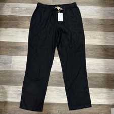 NWT! Quince Pants Women’s Sz Large Black 100% Linen Drawstring Wide Leg Pockets