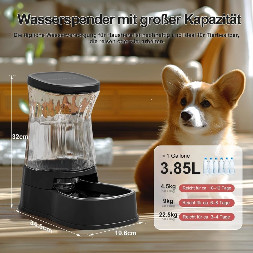 Katzen und Hund Wasserspender Edelstahl 3,85L Schwerkraft BPA frei - Bild 4 von 4