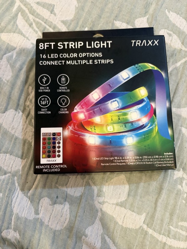 TRAXX 8ft Multicolor LED Light Strip Color Changing Dimmable Remote Control