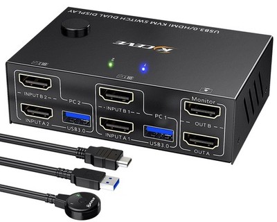 MLEEDA USB 3.0 HDMI KVM Switch 2 PC 2 Monitore 4K 60Hz