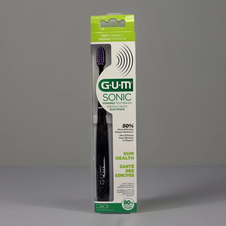 Cepillo de dientes eléctrico sónico con batería G•U•M suave compacto Sunstar 4100 negro NUEVO Foto 2 de 4