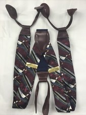 CAS Germany Silk Leather Buttonhole Suspenders Braces Stripe Designer Vintage