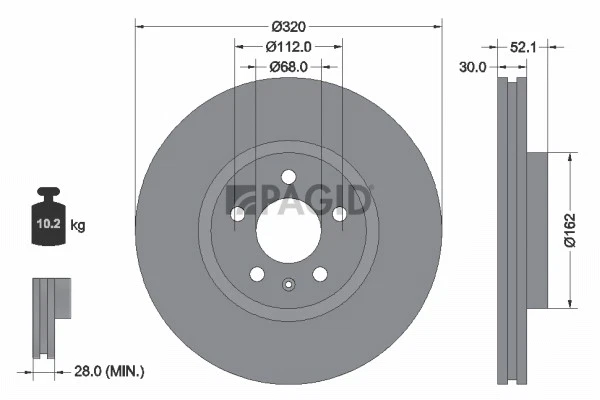2x PAGID Disque de Frein Aéré Internement Ø320mm pour Audi A6 Avant 4G5 C7 4GD - Photo 1/1