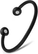 MagnetRX Magnetic Bracelet Cuff Bangle Magnetic Bracelet Men Women Black