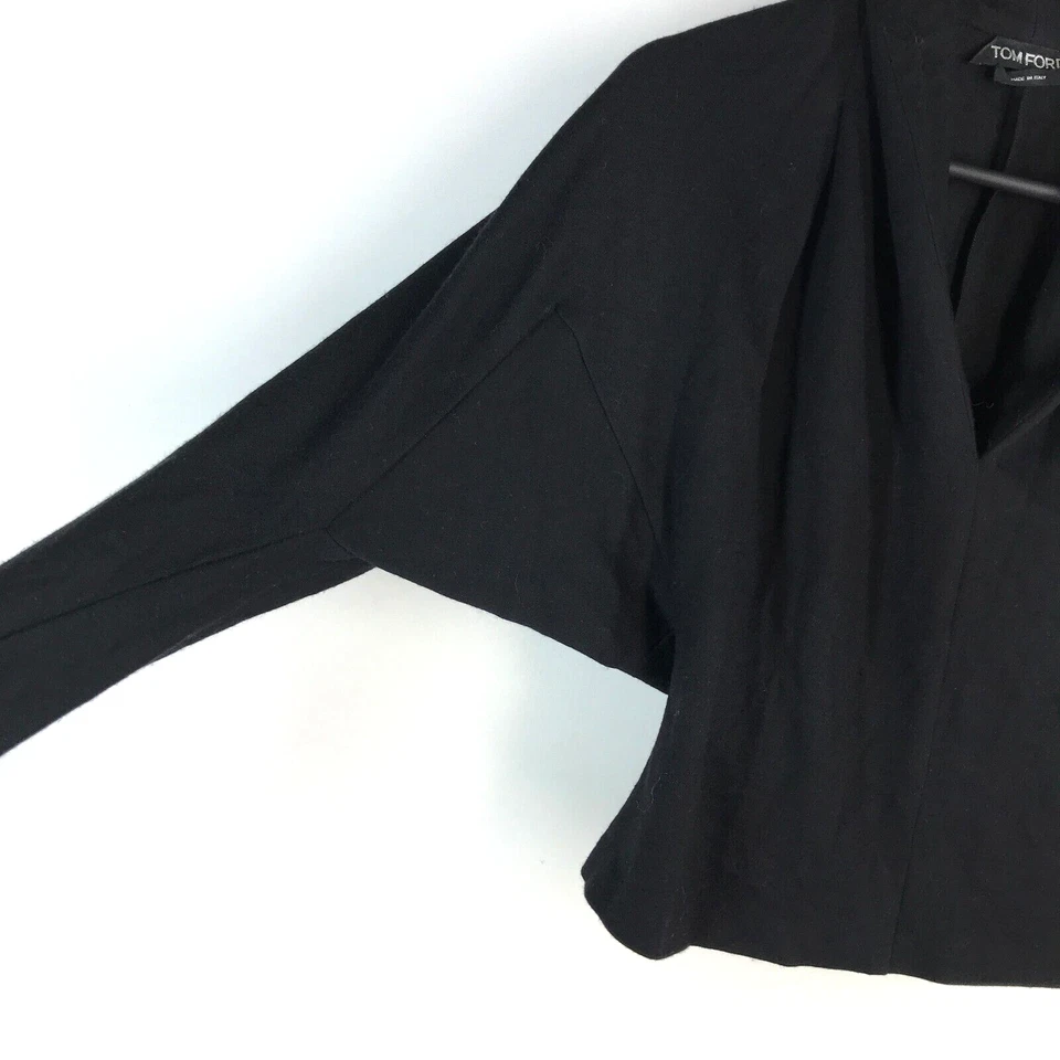 Jersey para mujer TOM FORD cuello en V negro polar lana talla 36/XS Foto 4 de 4