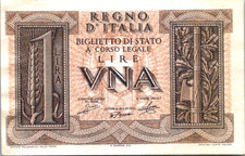 Italy 1 Lire 1939 UNC Pick-26