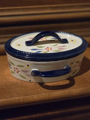 New Temp-tations Old World Blue 16 oz 2 Handled Baking Dish with Lid