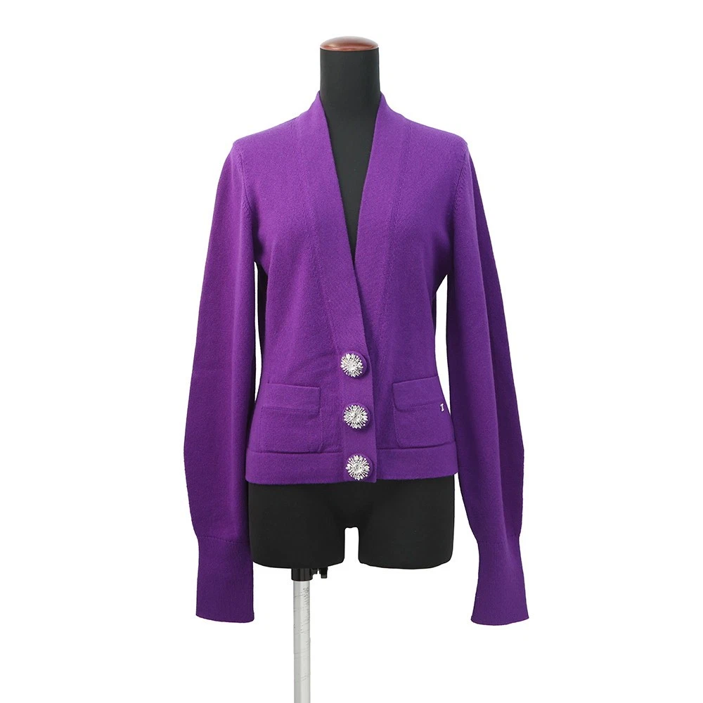 Chanel — CHANEL Rhinestone Cardigan Size 38 Cashmere99%/Polyurethane1%/Rhinestone Pur...