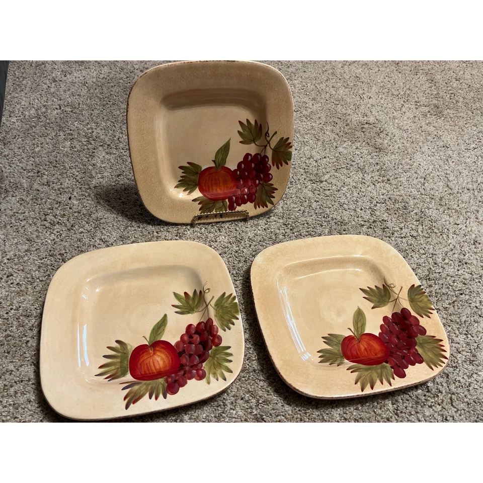 TableTops Unlimited Tuscan Orchard Square Dinner Plates RARE - Image 2 of 4