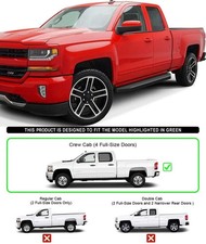 APS Black Stainless Steel Running Boards Style Compatible with Chevy Silverado