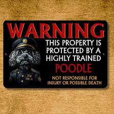 Poodle Security Sign Warning Protected guard protection dog tin yard funny metal