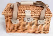 New Wicker Picnic Basket Set For Two Insulated Full Picnic Wares Carry Handle