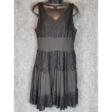 Karen Kane Black Lace Tiered Sleeveless Dress Women's Size L Whimsigoth Fairy