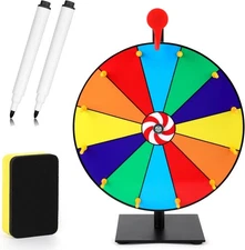 Color Spinning Prize Wheel, 12 Slots Tabletop Wheel Spinner with Dry... 