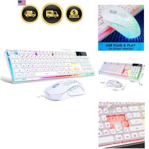 Gaming Keyboard and Mouse Combo, K1 RGB LED Backlit Keyboard with 104 Key for...