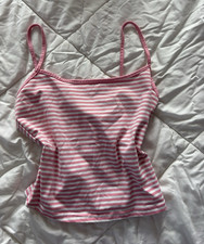 Women’s Pink & White Striped Spaghetti Strap Camisole Top, Size 10