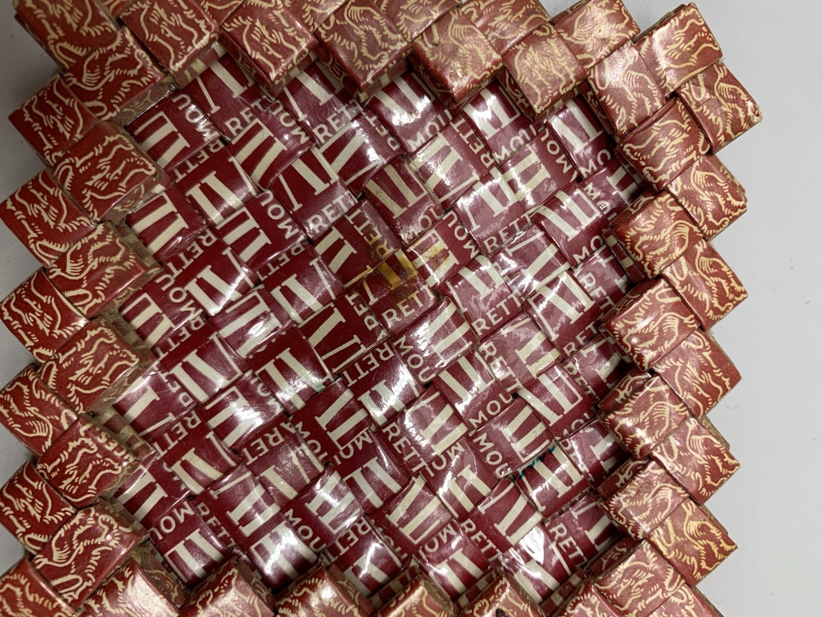 Vintage Prison Art Woven Cigarette Pack Folding Picture Frame