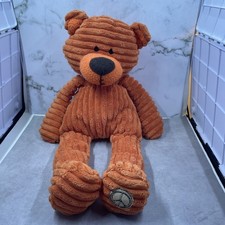 Gund Bear Peace Love Brendall Corduroy Orange Plush Animal Toy 18 320038