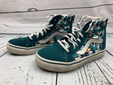 Size 2 Kids Vans Dragon Glow in the Dark Design Teal Tie Laces