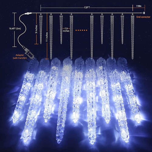 White Christmas Icicle Lights, 13FT 20 Tubes 90 LED 8 Modes Icicle Lights wit... - Picture 5 of 6
