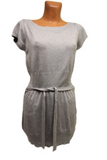 C&A Kleid M 38 dünnes Strickkleid kurzarm grau Minikleid mit Gürtel