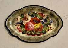Vintage Zhostovo Hand Painted & Signed Floral...