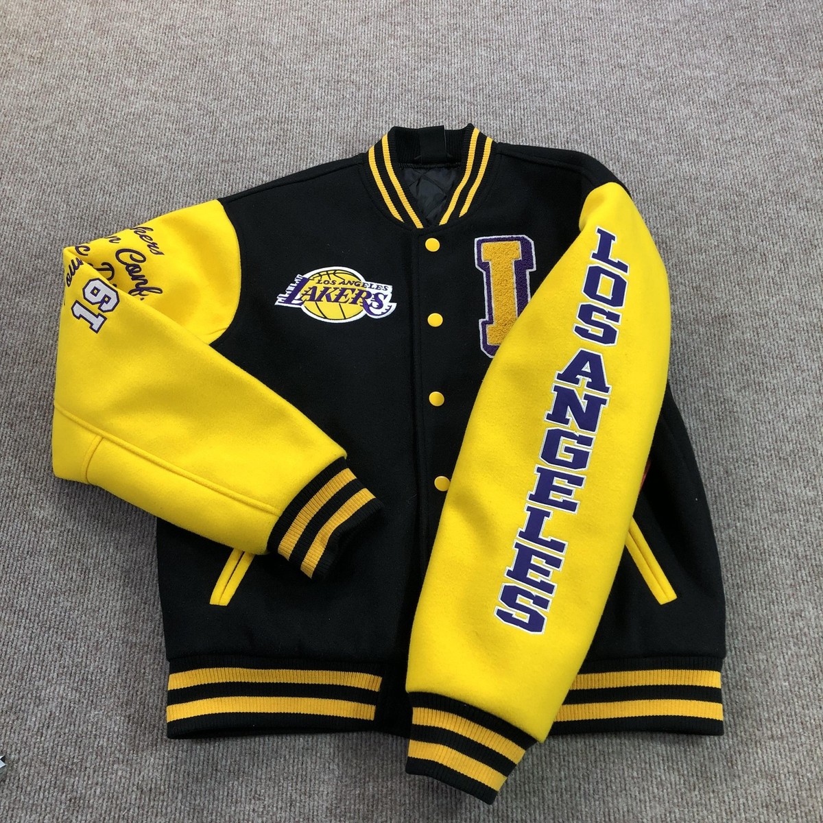 Los Angeles Lakers Jacket Mens Medium Yellow NBA Basketball Ultra