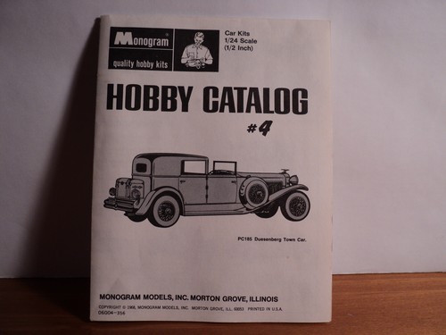 1968 Monogram 1/24 Scale Hobby Catalog #4 Car Model Kits VG