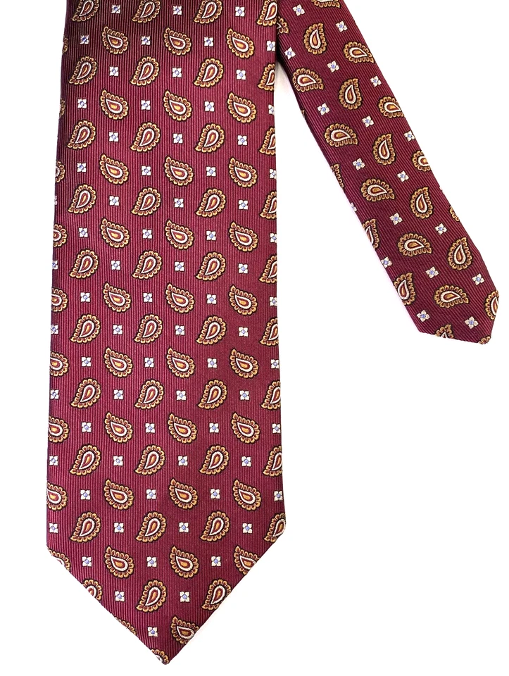 Robert Talbott CARMEL 领带男式丝绸颈部葡萄酒红色花卉泪滴 L60 英寸 W3.5 — 第 2/4 张图片