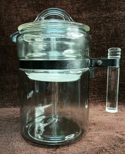 Pyrex 7829-B Flameware Blue Clear Glass Coffee Tea Percolator Pot 9 CUP Vintage