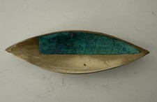 Rare 1958 Pepe Mendoza Brass Malachite Ashtray Trinket Dish Mexico 7