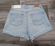American Eagle Denim Shorts Mom Short High Rise Distressed Summer Sz 0