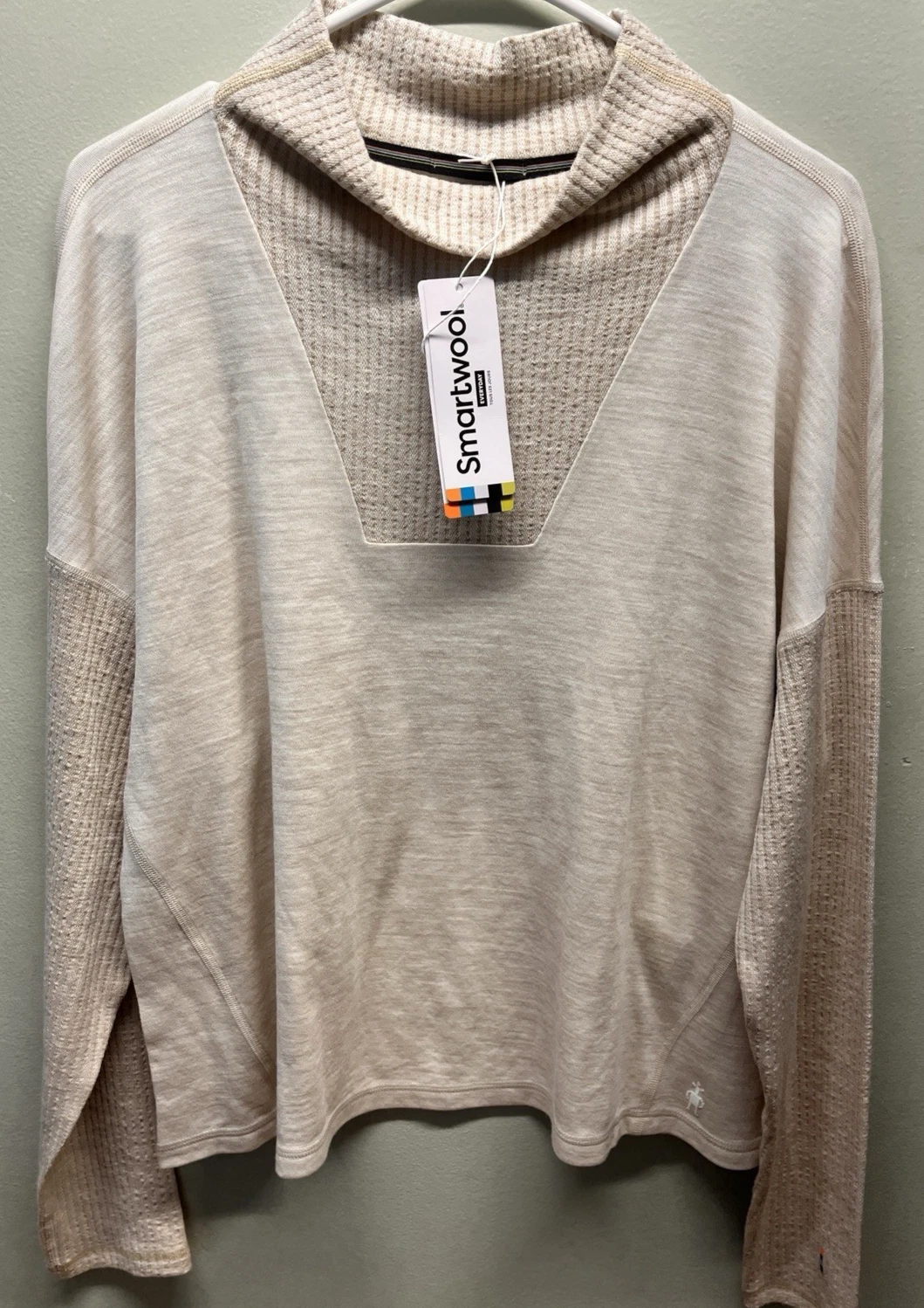 Smartwool thermal rib shirt womens XL wool toasted coconut heather New!