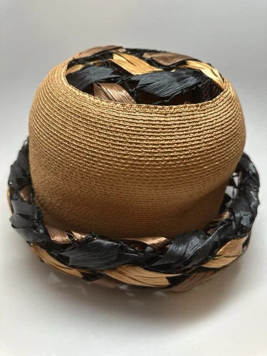 Chapeau paille vintage Christian Dior chapeaux Paris New York derby raphia de Pâques années 60