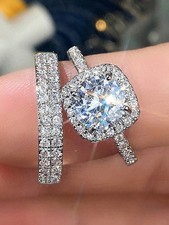 Silver Halo Cubic Zirconia Ring For Women Size 5 6 7 8 9 10 11