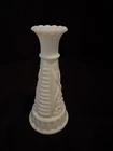 Vintage Anchor Hocking “Stars And Bars” Milk Glass Bud Vase 6" White