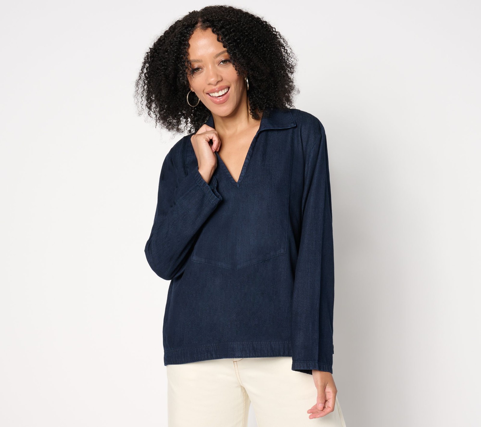 Me by Jennie Garth Women's Top Sz 2XS (XXS) Eden Drapey Denim Blue A663652